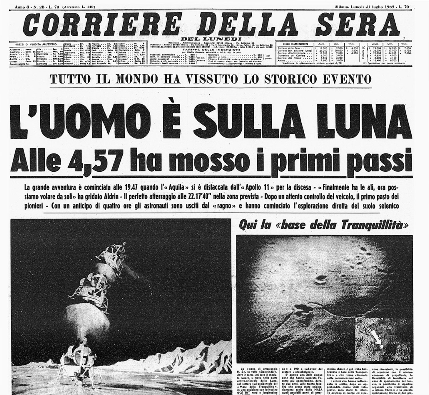 Sbarco sulla Luna - Corriere della Sera