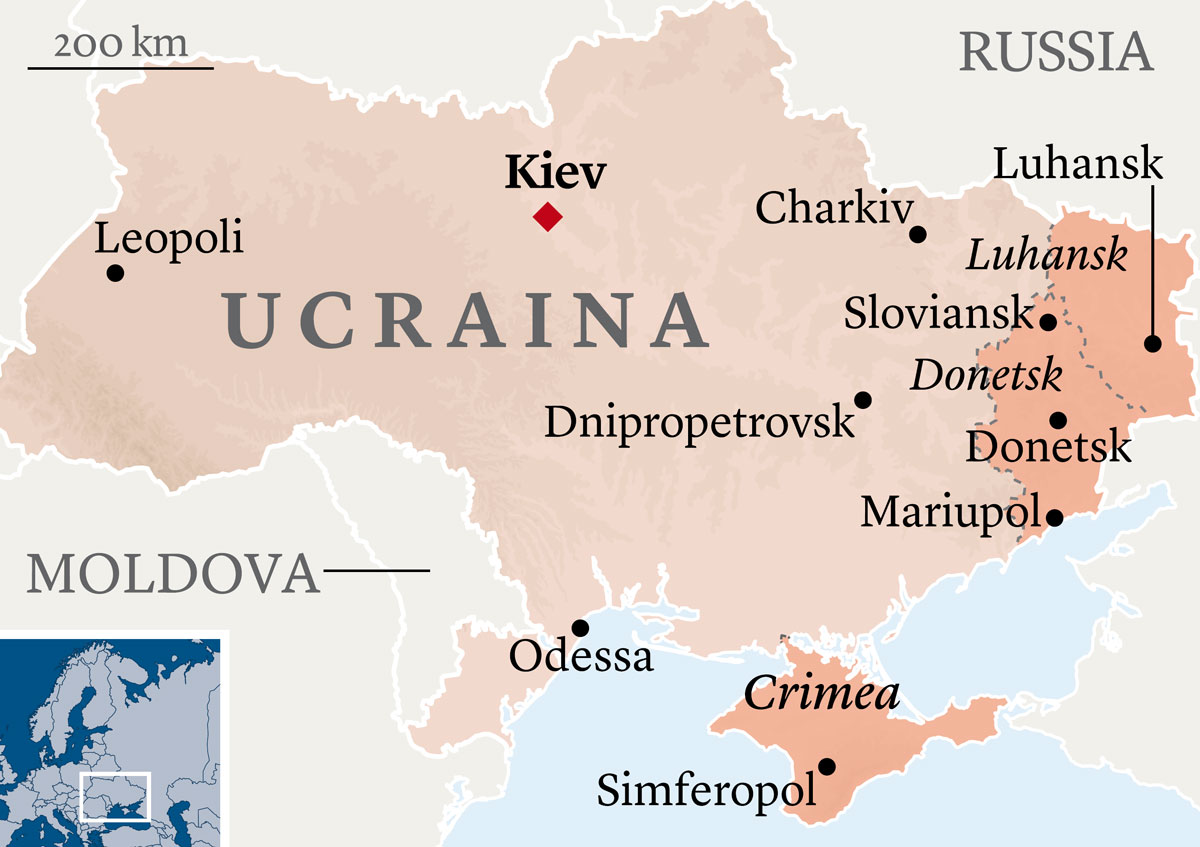 Mappa dell'Ucraina, maggio 2014