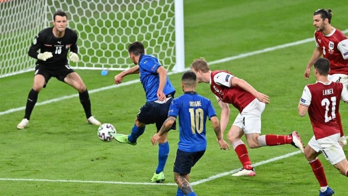 Italia-Austria 2-1 - 26-6-2021 - Il gol del 2-0 di Pessina